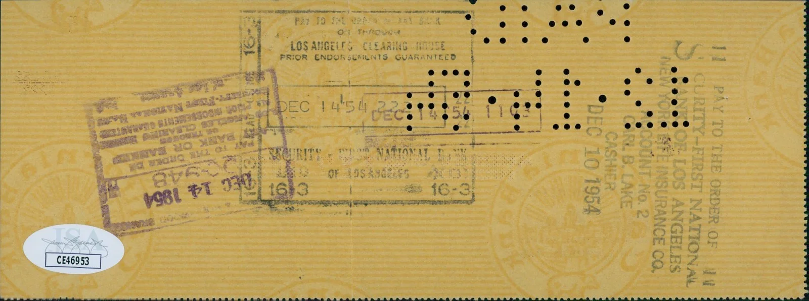 Desi Arnaz — Desi Arnaz Actor Comedian Signed Cancelled Check JSA Authenticated, image 2