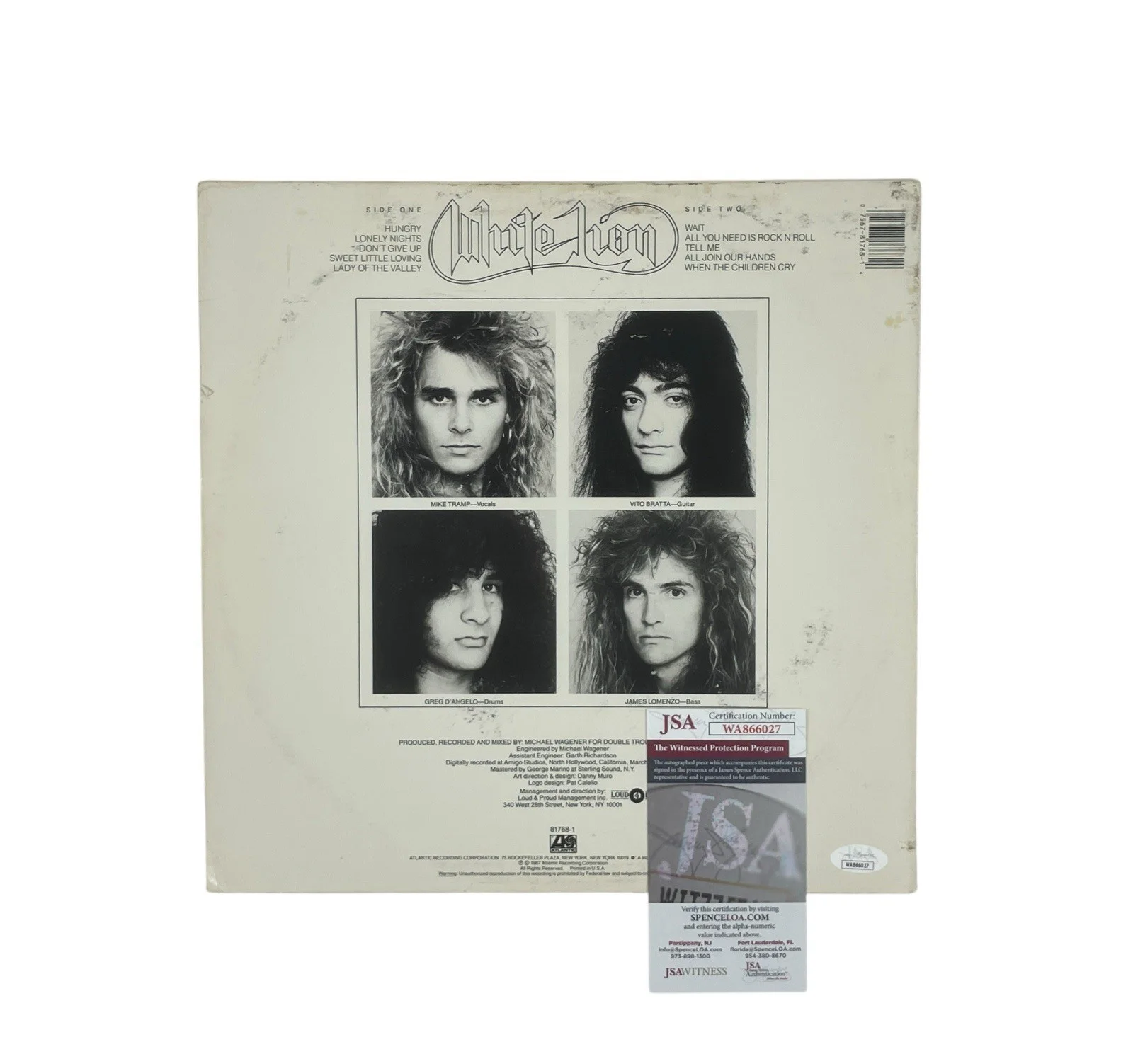 White Lion Mike Tramp Signed Pride Vintage Pressing Vinyl Record JSA Witnessed, изображение 3