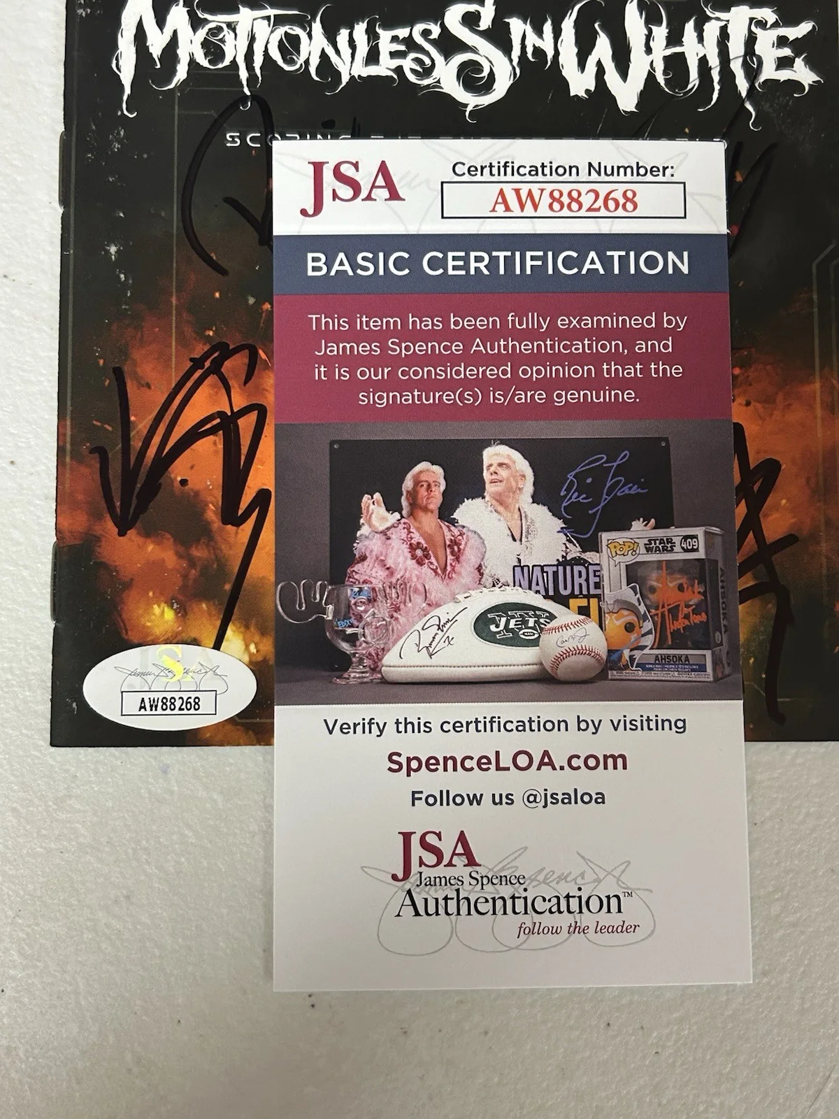 MOTIONLESS IN WHITE AUTOGRAPHED SIGNED FRAMED SCORING CD COVER JSA COA # AW88268, image 2