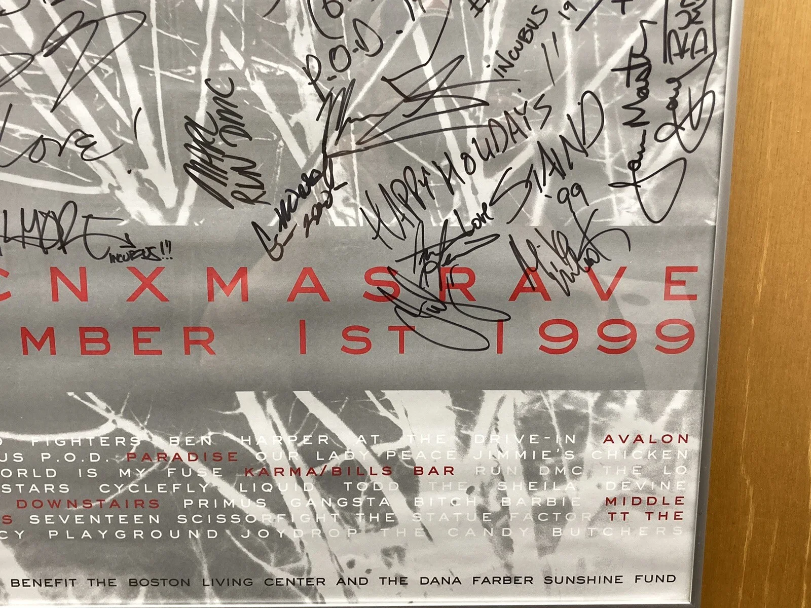 WBCN 104.1 Boston Signed Autographed XMAS Rave 1999 Poster - Jam Master Jay!, изображение 4