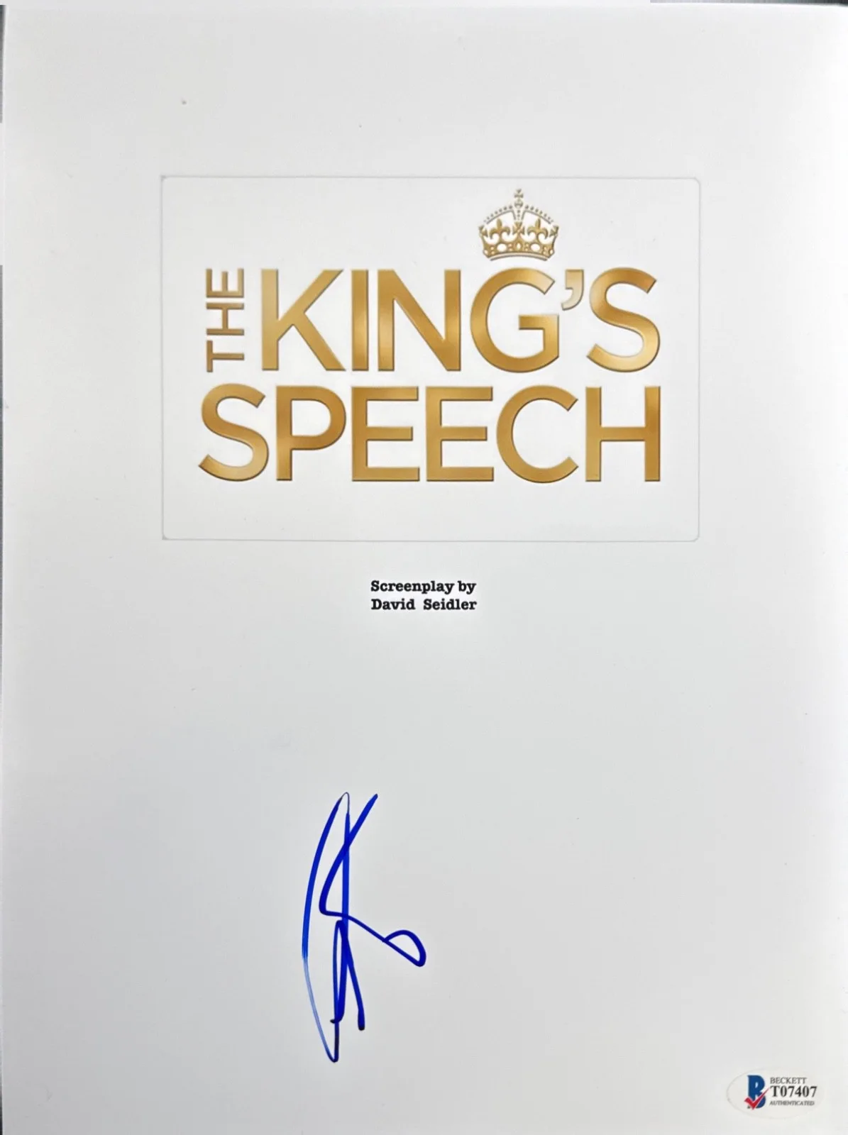 Colin Firth — Colin Firth Signed 8x10 The King's Speech Script Cover Only BAS T07407, изображение 2