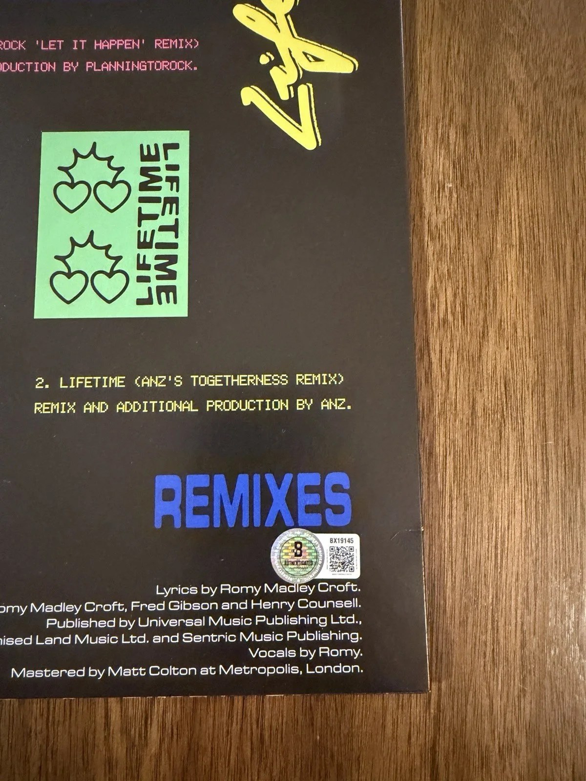 ‘Romy Madley Croft’ Signed Vinyl Album ‘Lifetime Remixes’ Beckett The XX, изображение 3