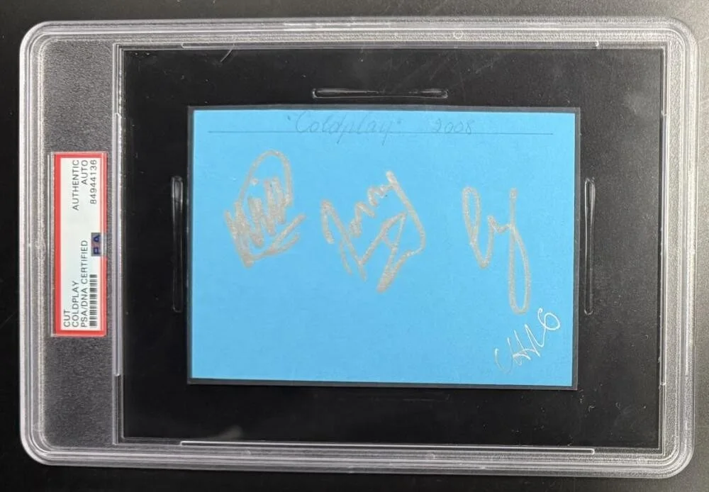 Chris Martin, Jonny Buckland, Guy Berryman and Will Champion — Coldplay Full Band Signed Autograph PSA/DNA Card - Chris Martin Johnny Guy Will