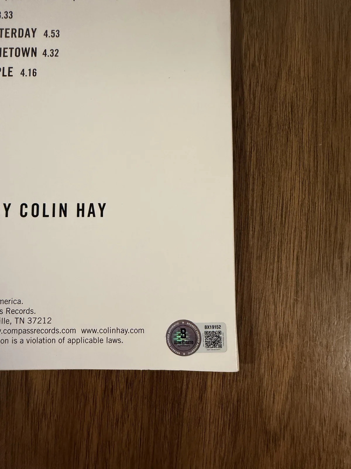 Colin Hay ‘Men At Work’ Band Signed Vinyl Album ‘Man @ Work’ Beckett, изображение 3