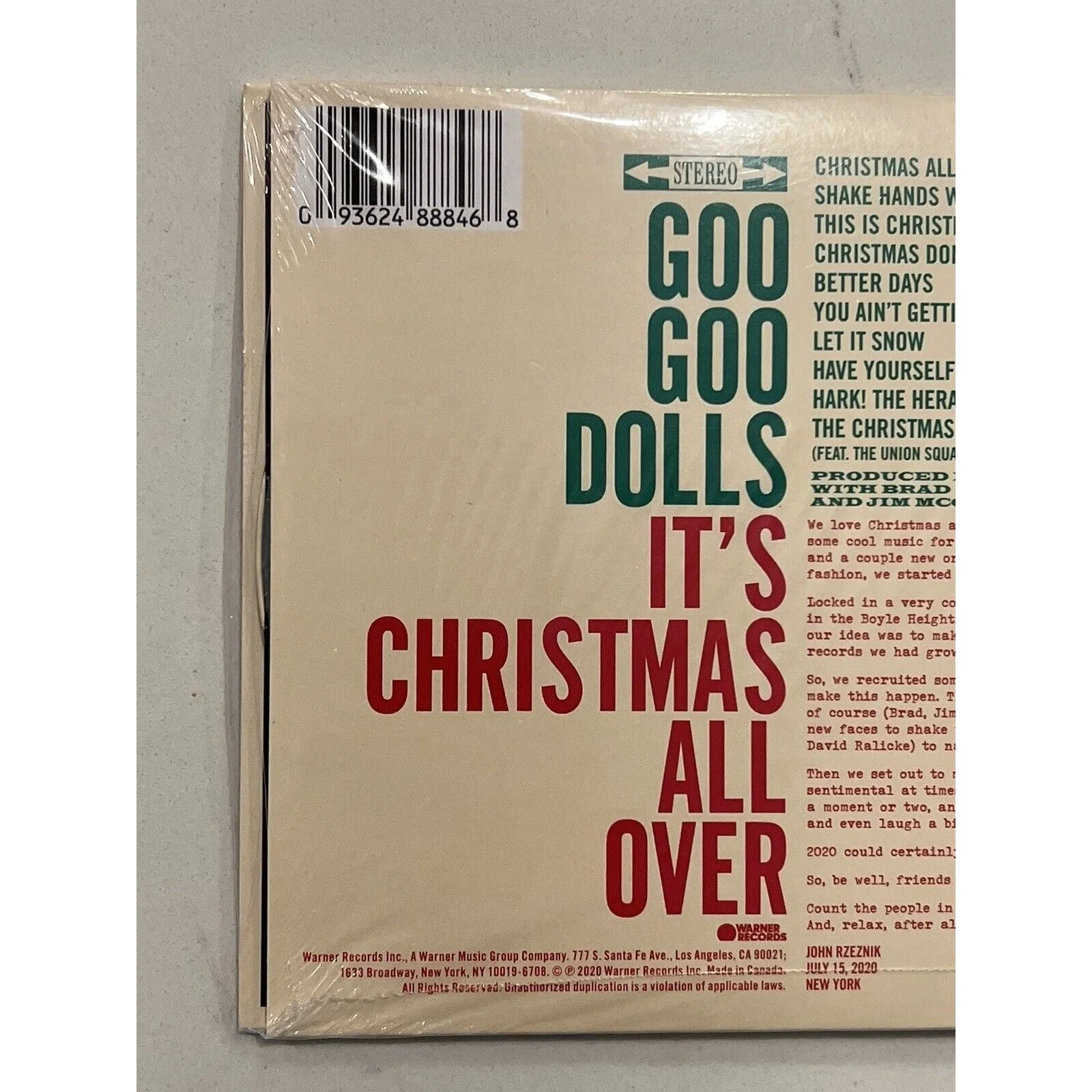 GOO GOO DOLLS Signed Autograph CD Booklet It's Christmas All Over Johnny Rzeznik, изображение 5