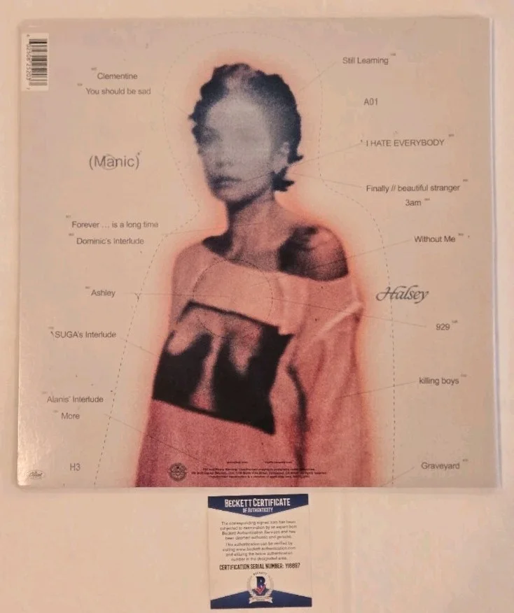 Halsey Signed Manic 16x20 Record Sleeve Album Cover Beckett COA No Record, изображение 2