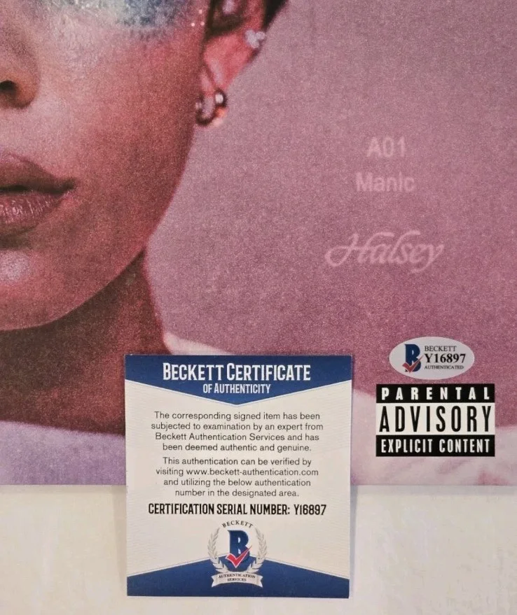 Halsey Signed Manic 16x20 Record Sleeve Album Cover Beckett COA No Record, изображение 5