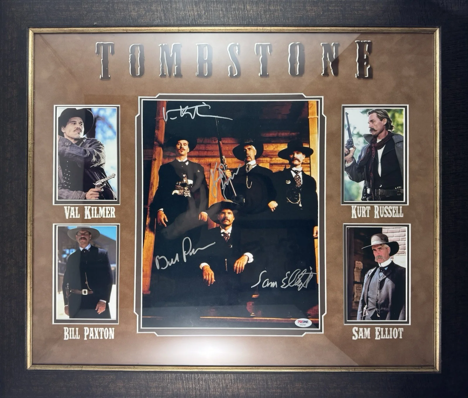 Kurt Russell — TOMBSTONE CAST SIGNED 11x14 PHOTO FRAMED RUSSELL, KILMER, ELLIOTT & PAXTON PSA