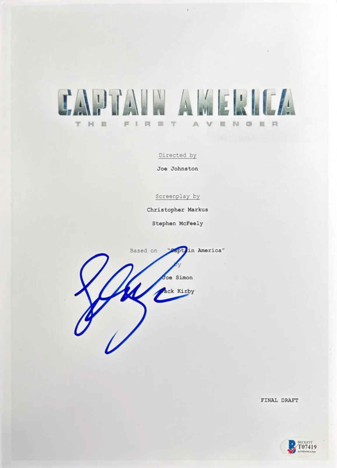 Sebastian Stan — Sebastian Stan Signed 8x10 Captain America Script Cover Only BAS T07419, image 2