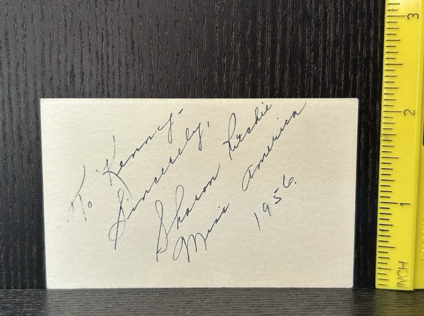 Sharon Ritchie — SHARON RITCHIE SIGNED CARD Original Autograph MISS AMERICA 1956 Bachelor Father, image 2