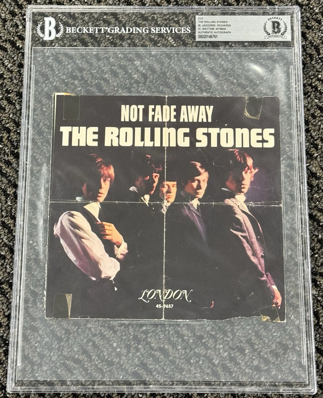 Rolling Stones Signed 1964 Not Fade Away Album Cut Beckett Mick Jagger Richards, изображение 2