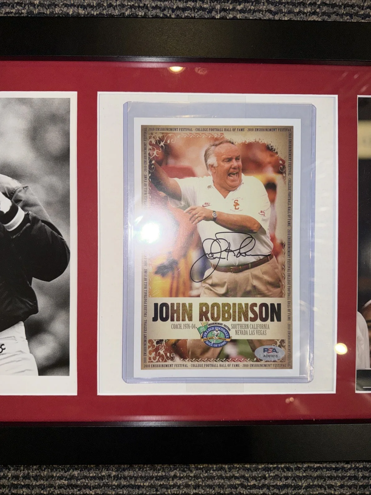 John Robinson USC Coach 4 Autographed Photo Framed Piece 38x14, изображение 3