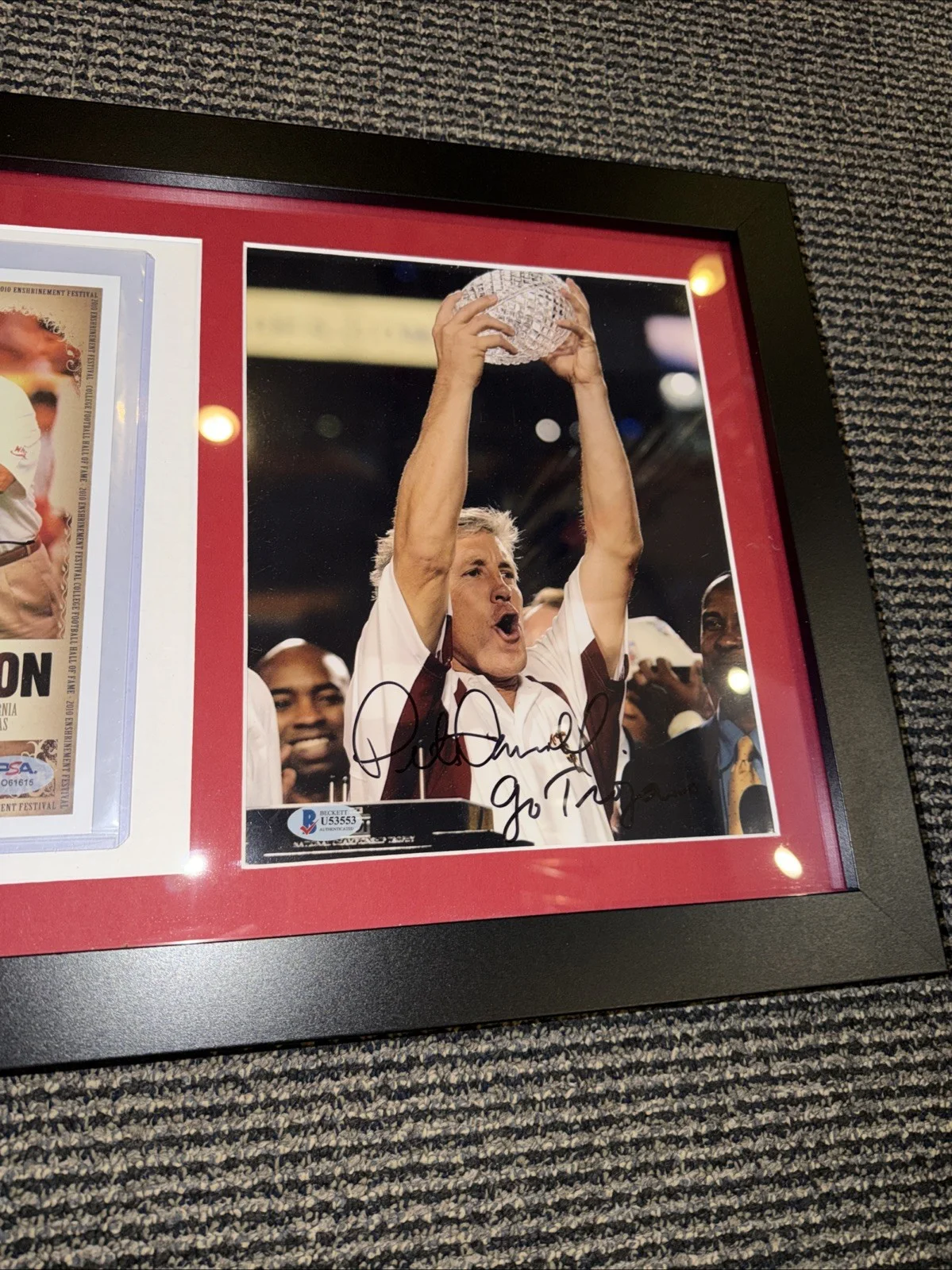 John Robinson USC Coach 4 Autographed Photo Framed Piece 38x14, изображение 4