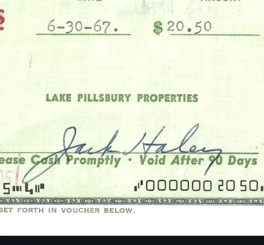 Jack Haley Sr — Jack Haley Signed Personal Check 1967 Wizard of Oz Tin Man PSA/DNA Authentic, image 2