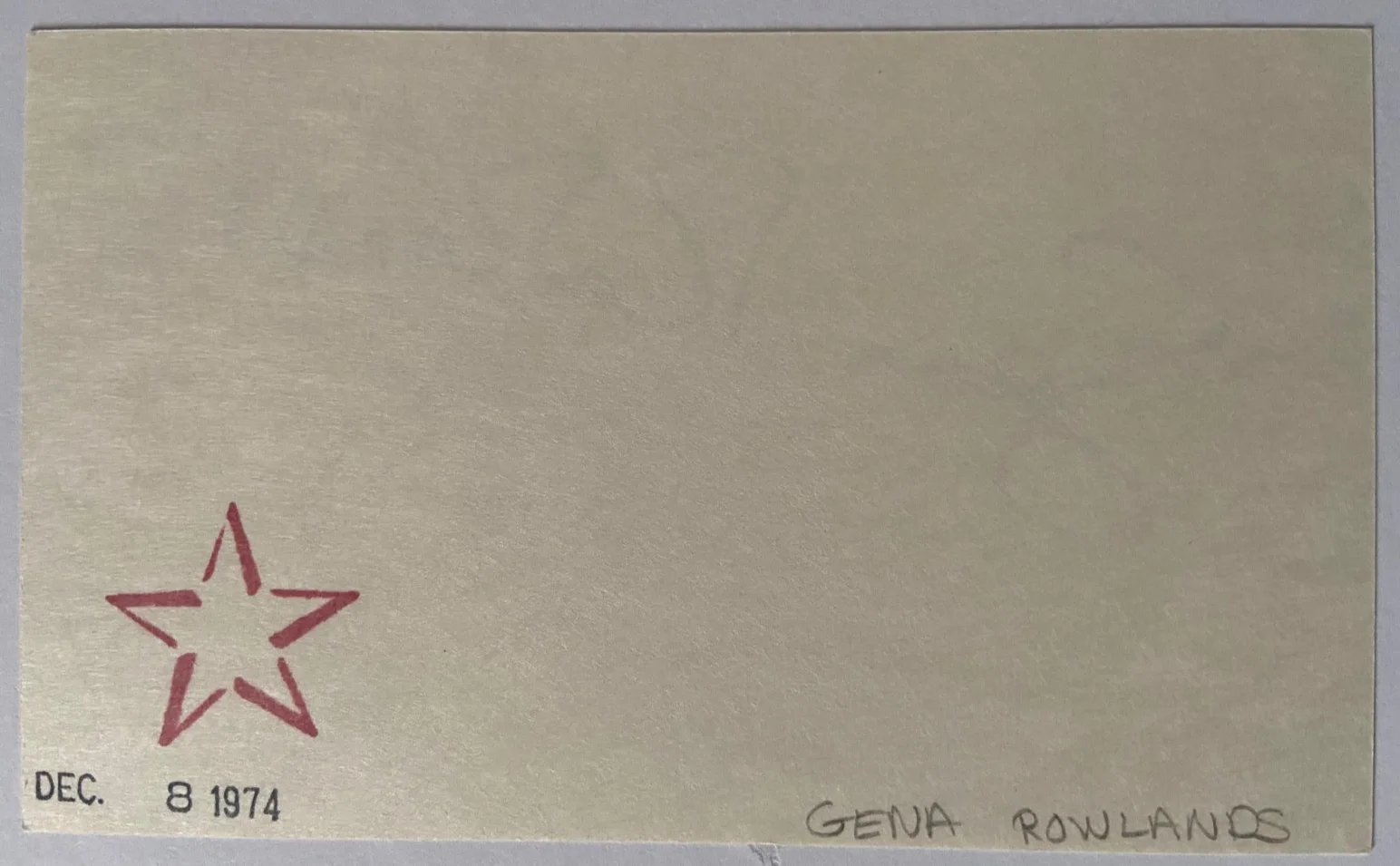 Gena Rowlands Signed 3" x 5" Index Card, image 2