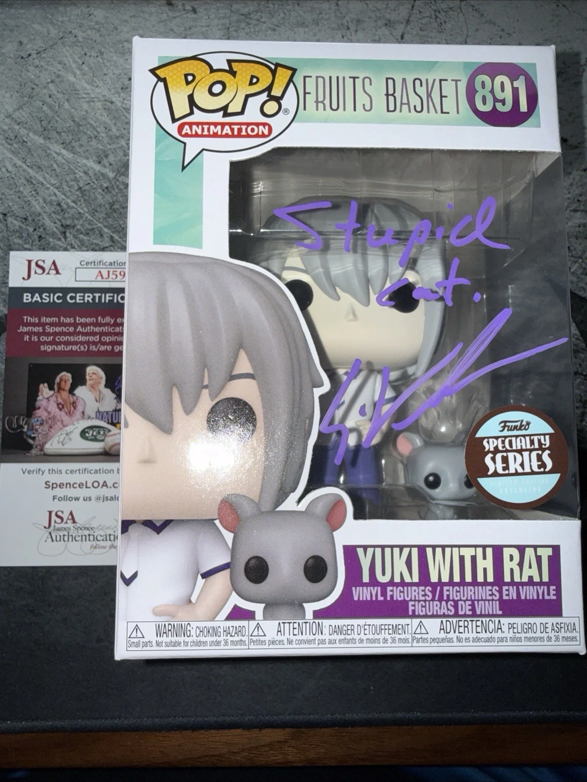 ERIC VALE — ERIC VALE SIGNED YUKI SOMA WITH RAT FUNKO FRUITS BASKET ANIME AUTOGRAPH JSA 634