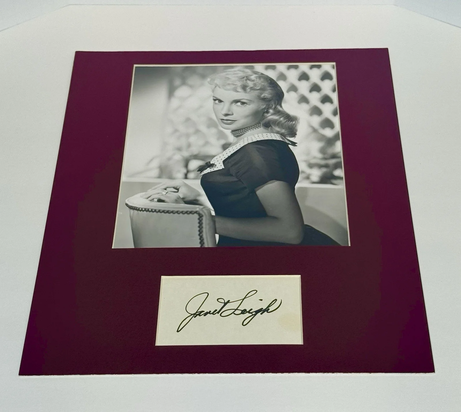 Janet Leigh — Janet Leigh *SIGNED* Matted Photo Display (11x14 in) ~(Psycho Actress)~ RARE, image 2