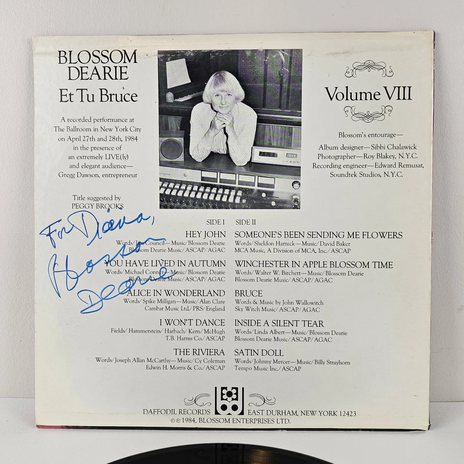 VINYL - Signed Autographed Blossom Dearie Record Album Et Tu Bruce Vintage 33rpm, изображение 5