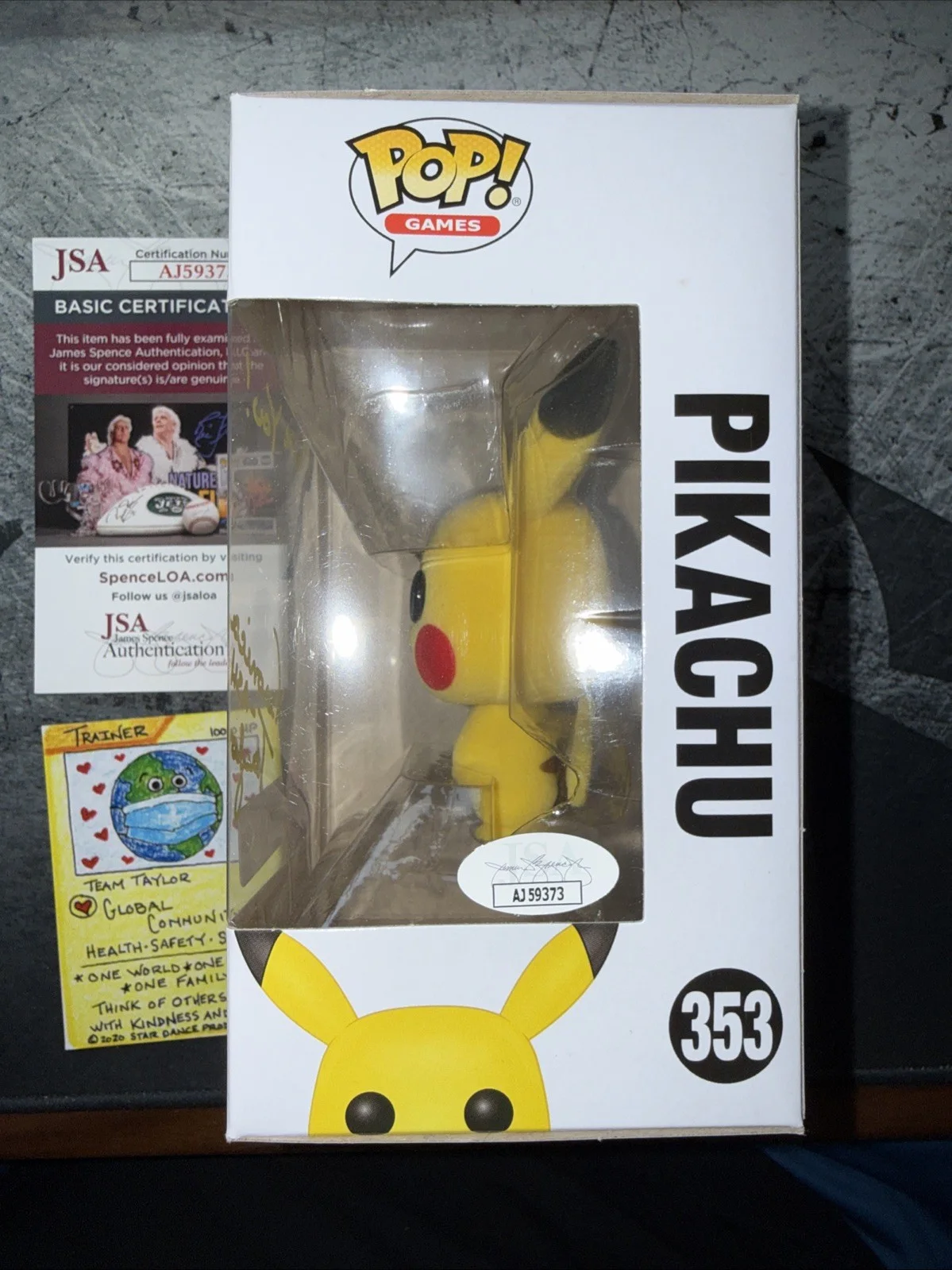 VERONICA TAYLOR — VERONICA TAYLOR SIGNED PIKACHU FLOCKED FUNKO GAMESTOP Exclu POKEMON JSA w/qoute, image 2
