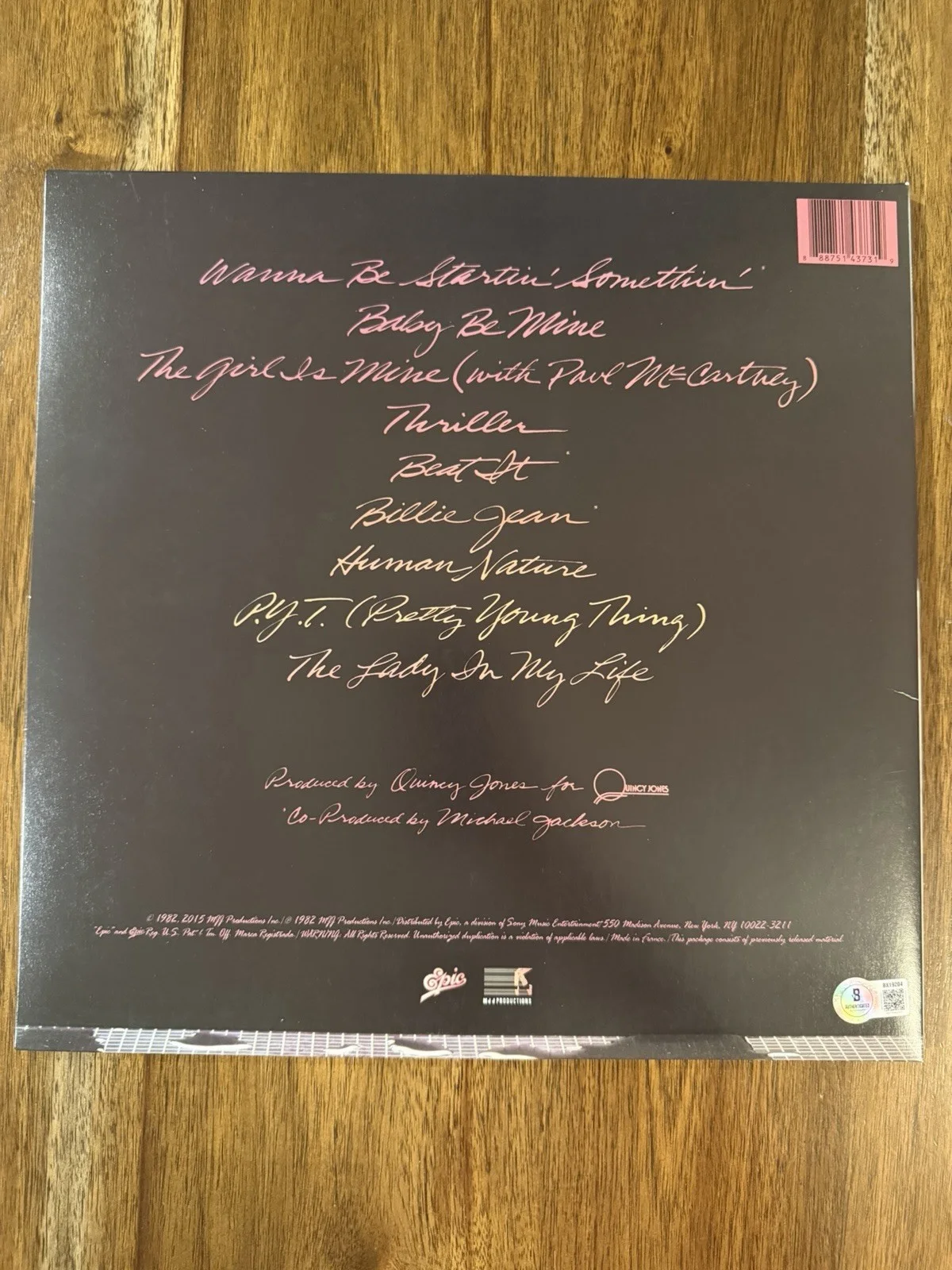 Jaafar Jackson ‘Michael’ Movie Signed Vinyl Album ‘Thriller’ Autograph Beckett, изображение 3