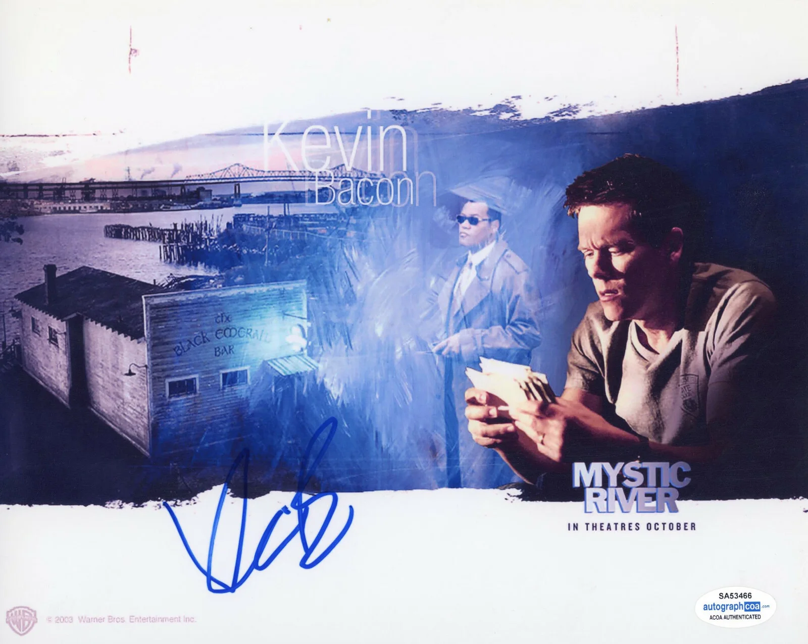 KEVIN BACON — Kevin Bacon signed "MYSTIC RIVER" 8x10 Photo PROOF Footloose ACOA COA, изображение 3