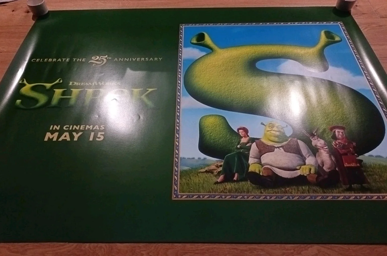 Shrek 25th Anniversary UK Cinema Quad Poster 30"x40" Double sided, изображение 2