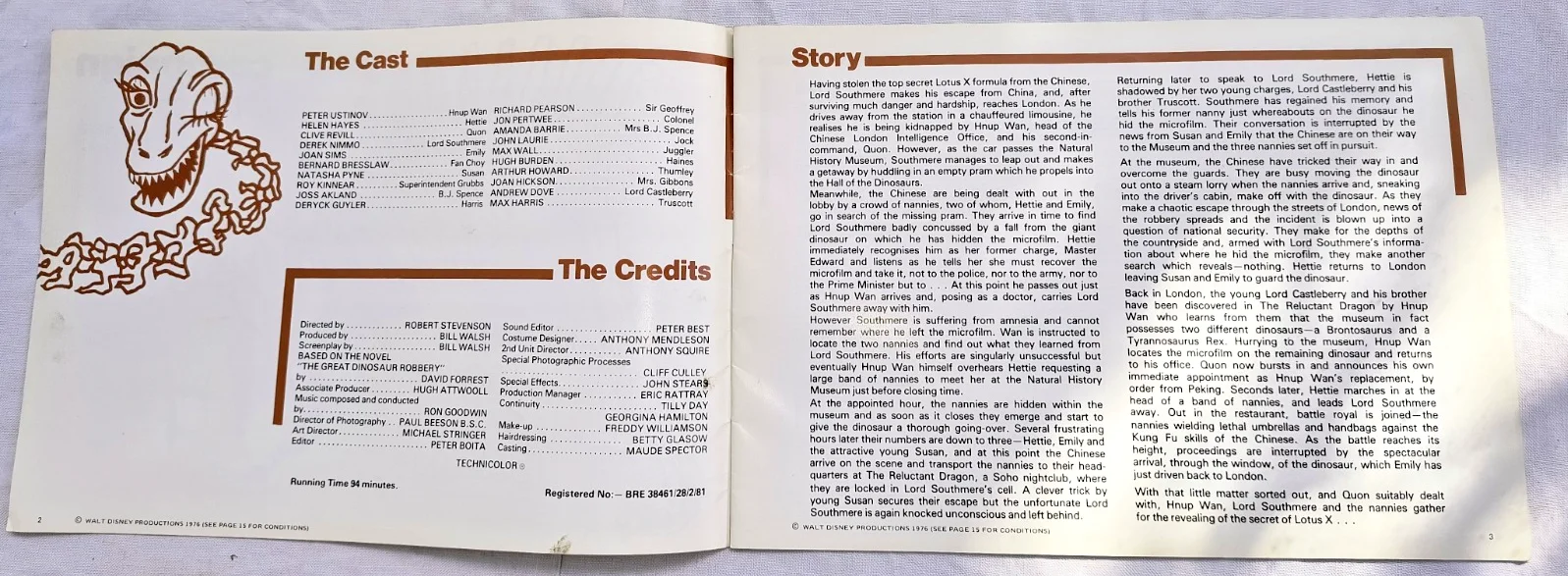 WALT DISNEY "ONE OF OUR DINOSAURS IS MISSING" RARE 1976 CAMPAIGN BOOKLET UK, изображение 2