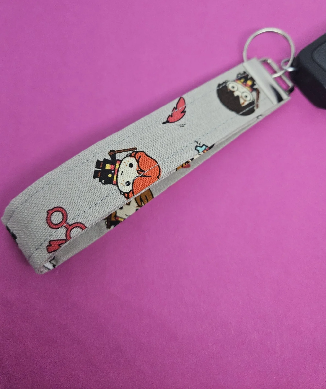 Handmade Harry Potter Themed Keyfob Wristlet Ft Hermoine Ron Harry And Hedwig, image 2