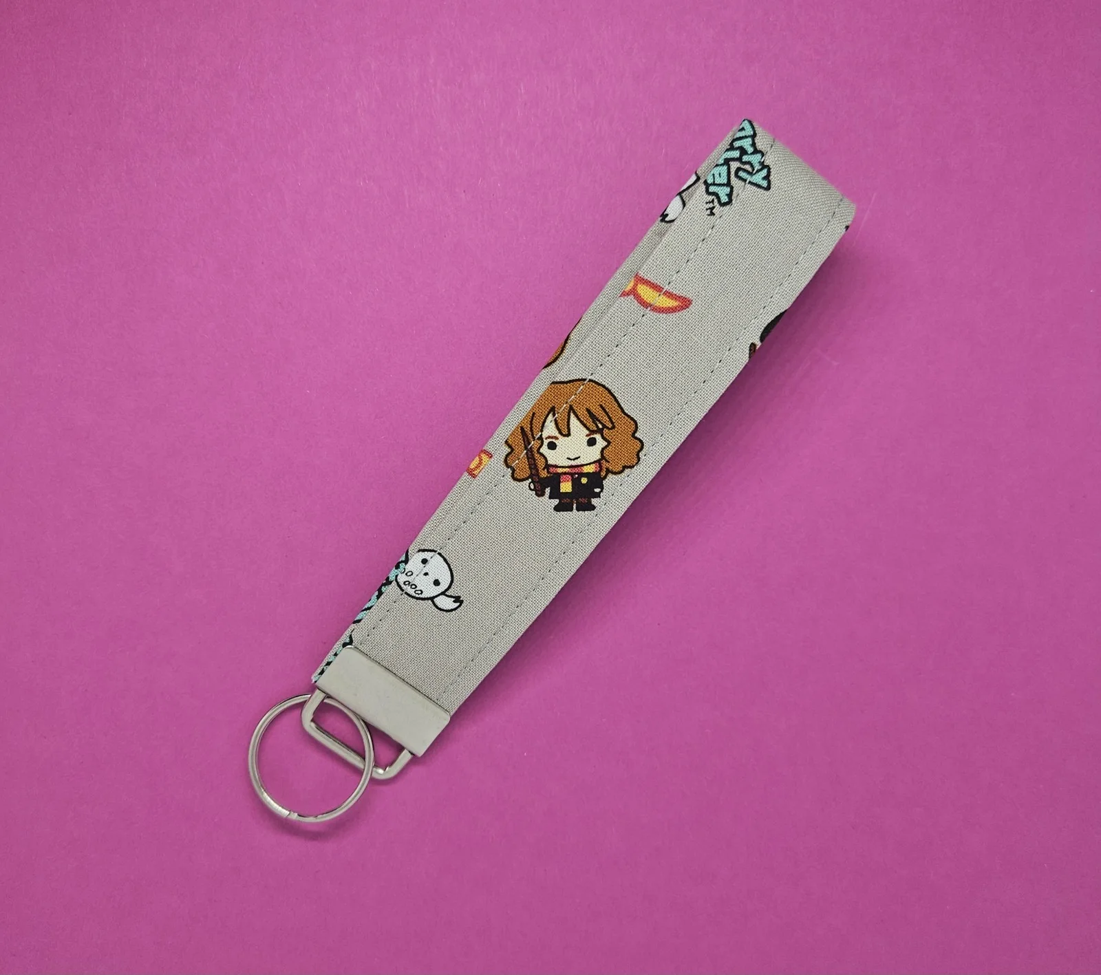 Handmade Harry Potter Themed Keyfob Wristlet Ft Hermoine Ron Harry And Hedwig, image 3