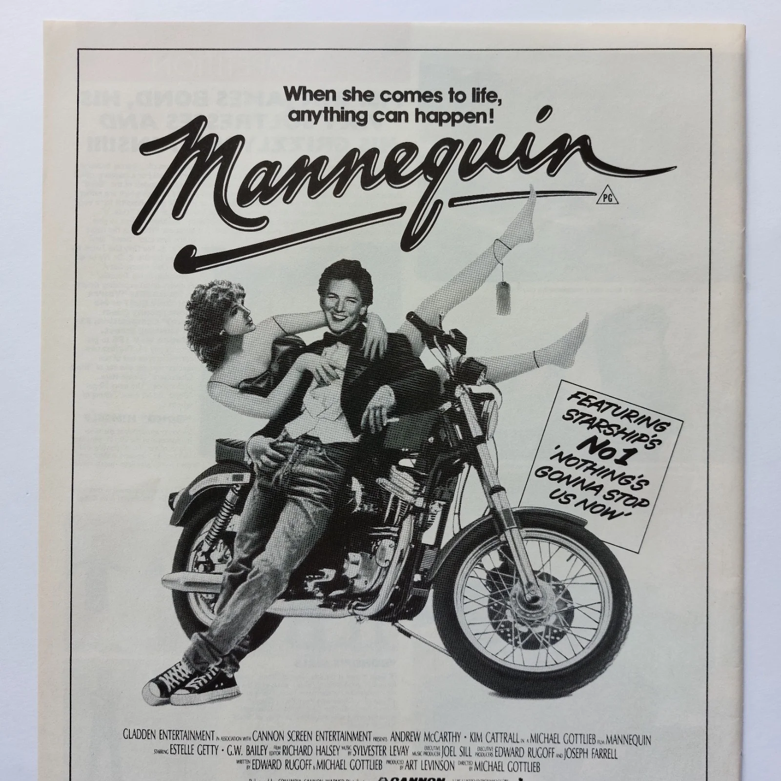MANNEQUIN Film Kim Cattrall/Andrew McCarthy - Magazine A4 Size Press Advert 1987, image 2