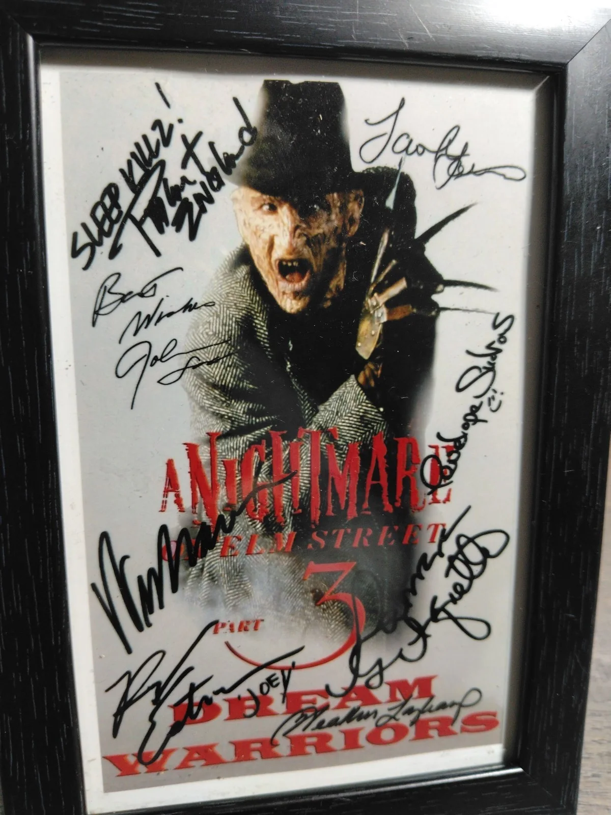 A Nightmare On Elm Street 3 Printed Cast Autographs On Framed Promotional Print, image 3