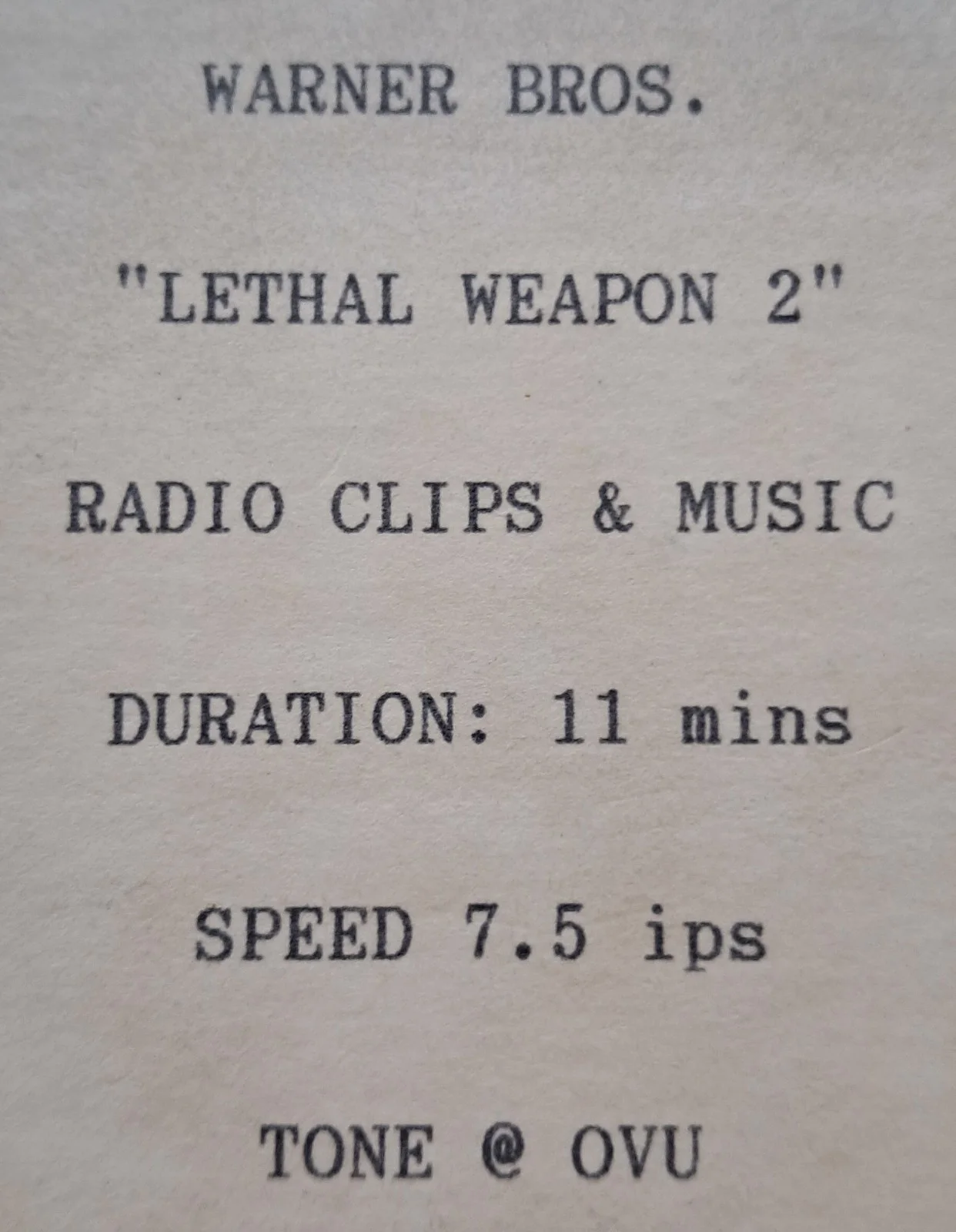 Lethal Weapon 2 Sound Reel Radio Audio Clips and Music Boxed Film Movie History, image 2