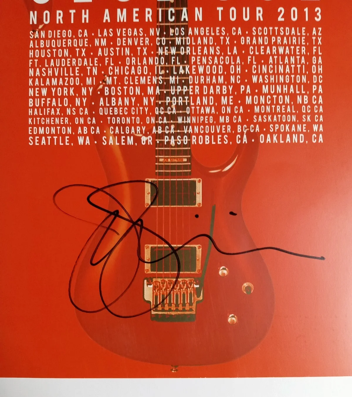 Joe Satriani Signed Club Joe 2013 North American Tour Concert Poster 13"w x 19"h, изображение 3