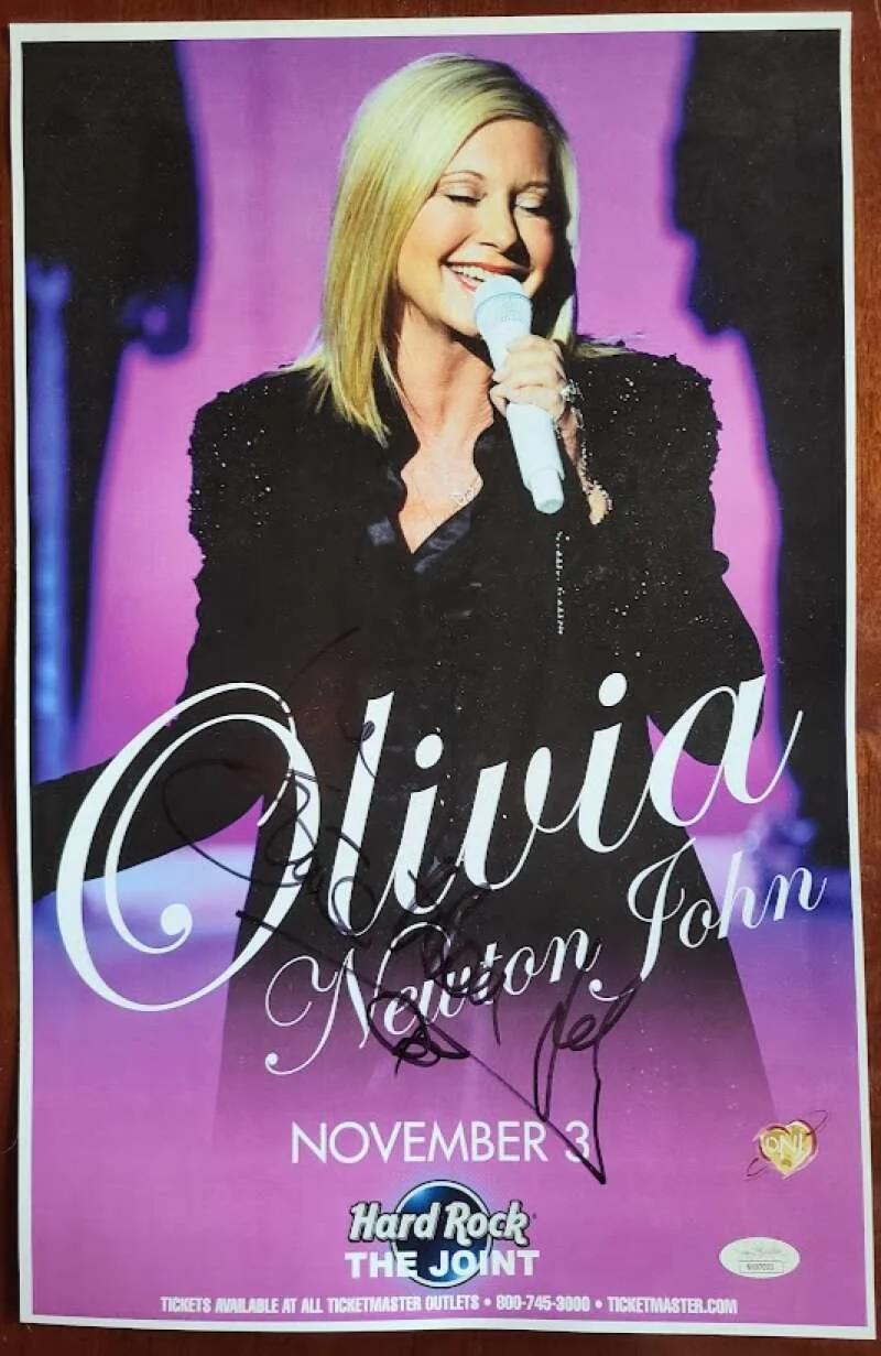 Olivia Newton John — Olivia Newton John JSA Coa Signed 11x17 Concert Poster Hard Rock Autograph