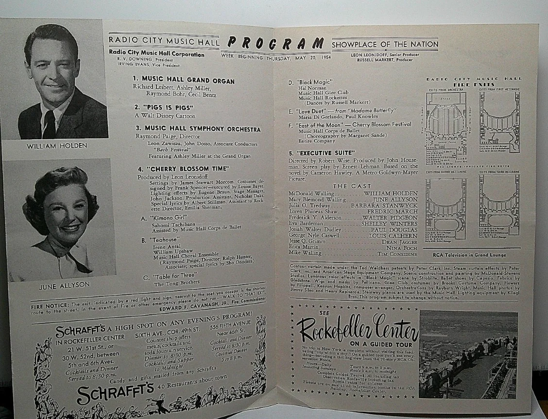 1954 Radio City Music Hall New York leaflet Executive Suite With William Holden, изображение 3