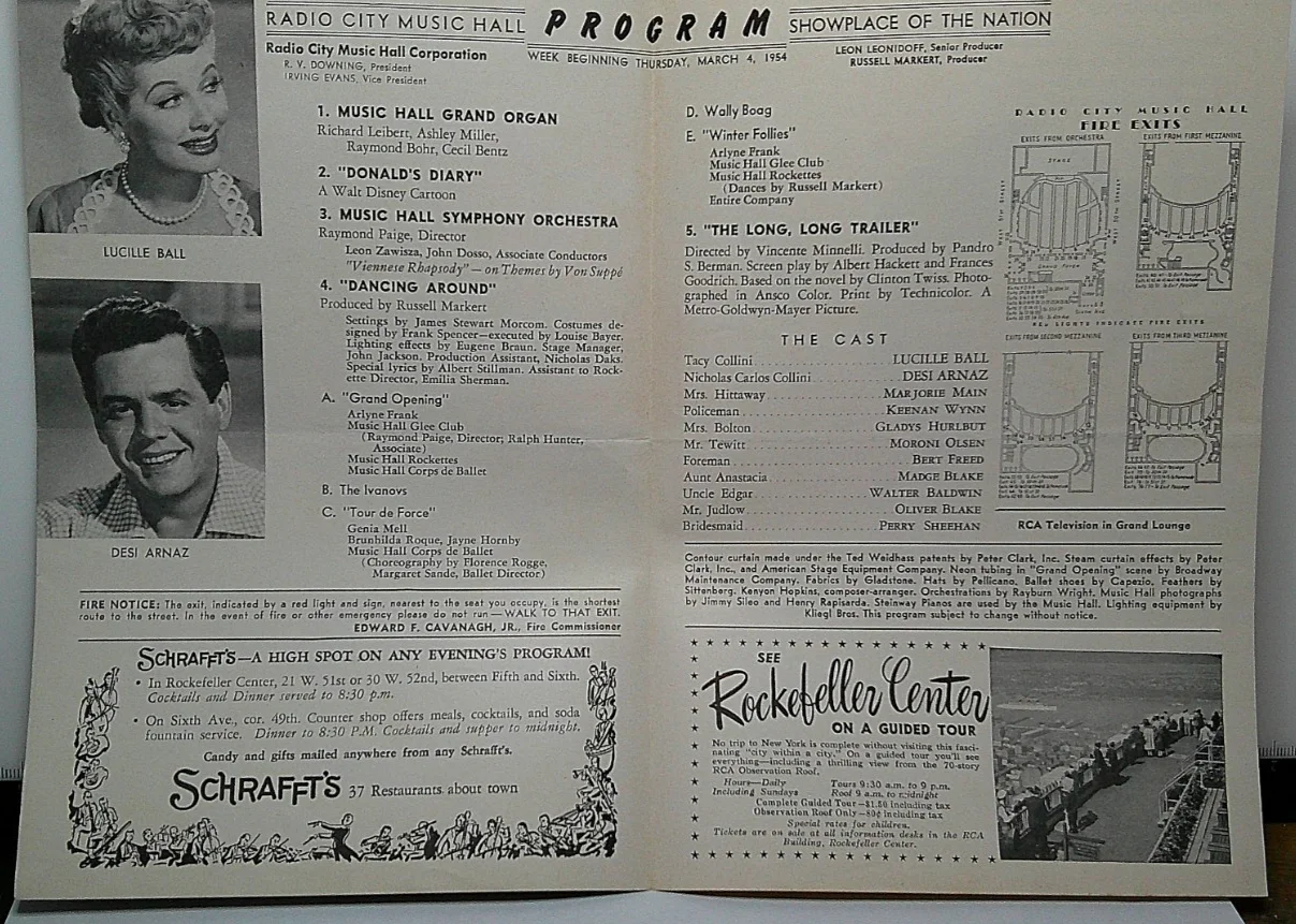 1954 Radio City Music Hall New York leaflet The Long Long Trailer Lucille Ball, изображение 2