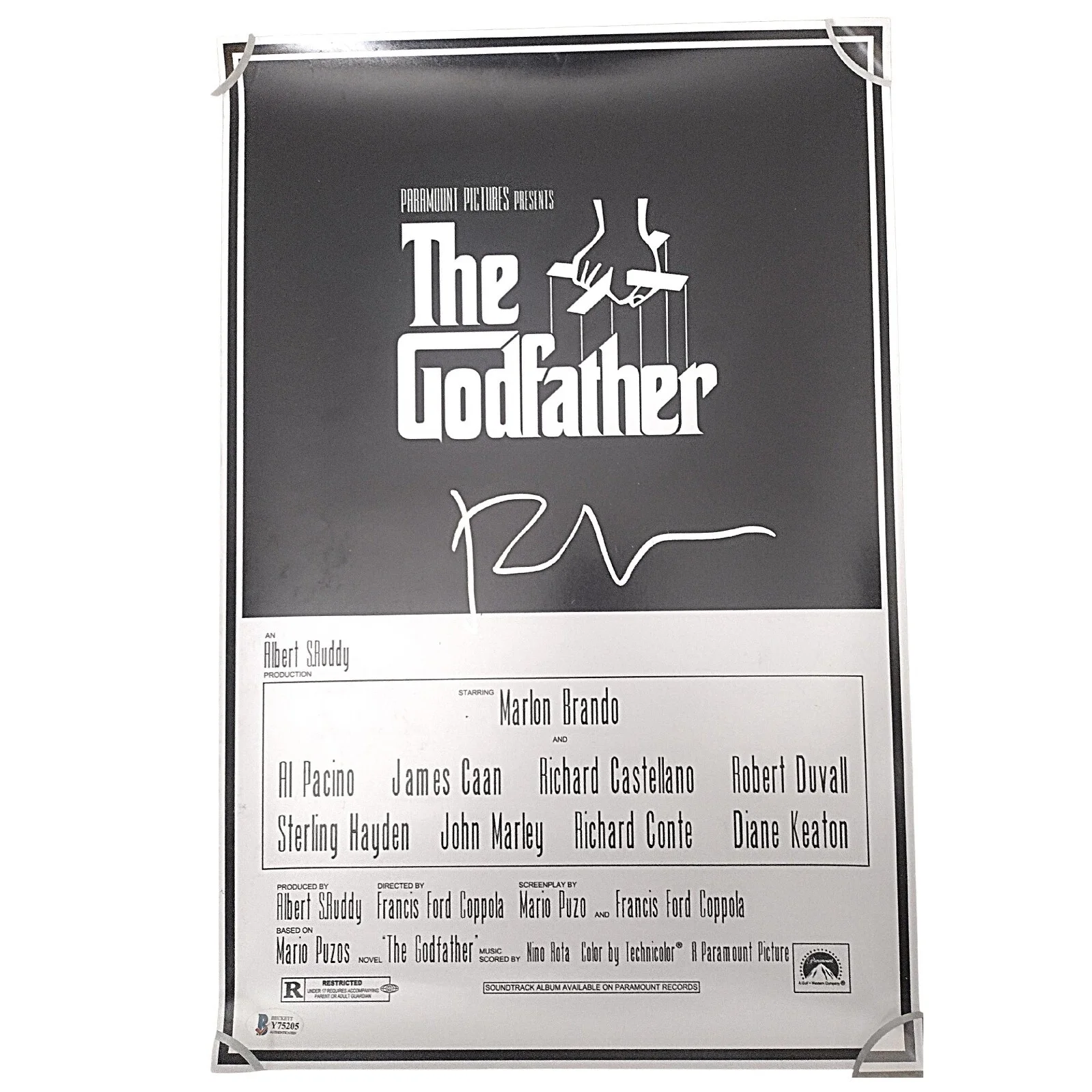 Francis Ford Coppola — Francis Ford Coppola Signed Godfather 12 by 18 Poster Exact Photo Proof BAS Auto