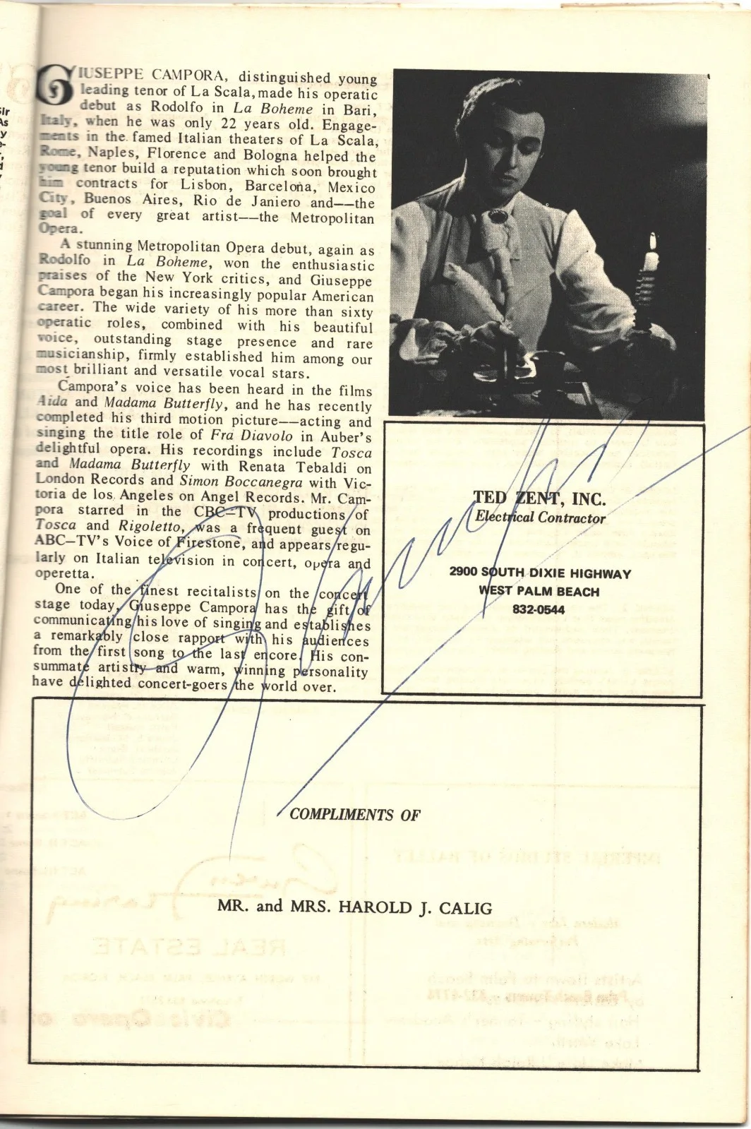 CIVIC OPERA PALM BEACH HARDENS.1968 AHNDBOOK AUTOGRAPH BY ROBERTA PETERS SOPRANO, image 3