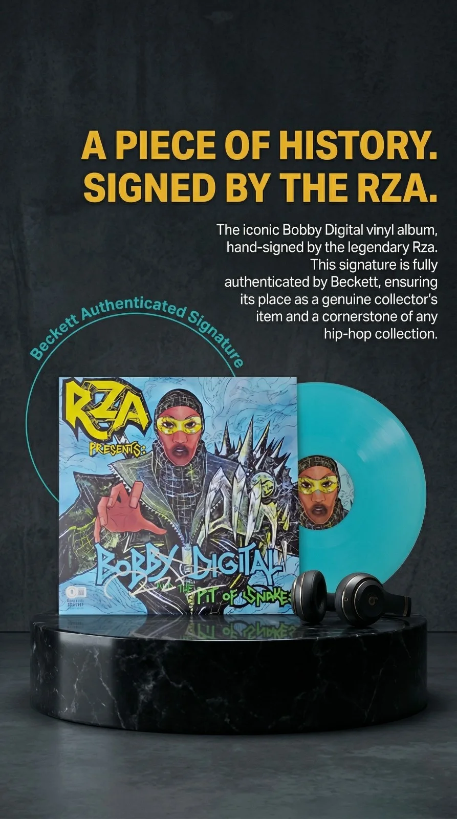 RZA — RZA Signed Bobby Digital Vinyl Album Wu Tang Clan Beckett BAS COA Rap Hip Hop, изображение 3