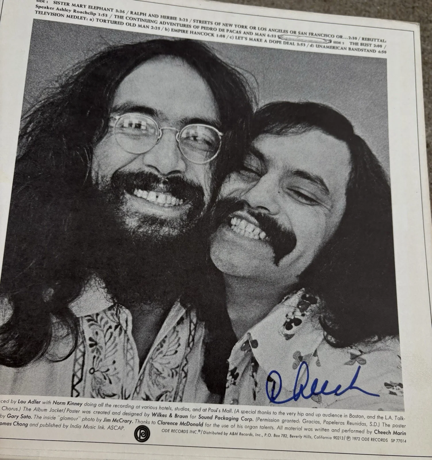 CHEECH AND CHONG SIGNED Vinyl JSA COA Big Bambu, image 4