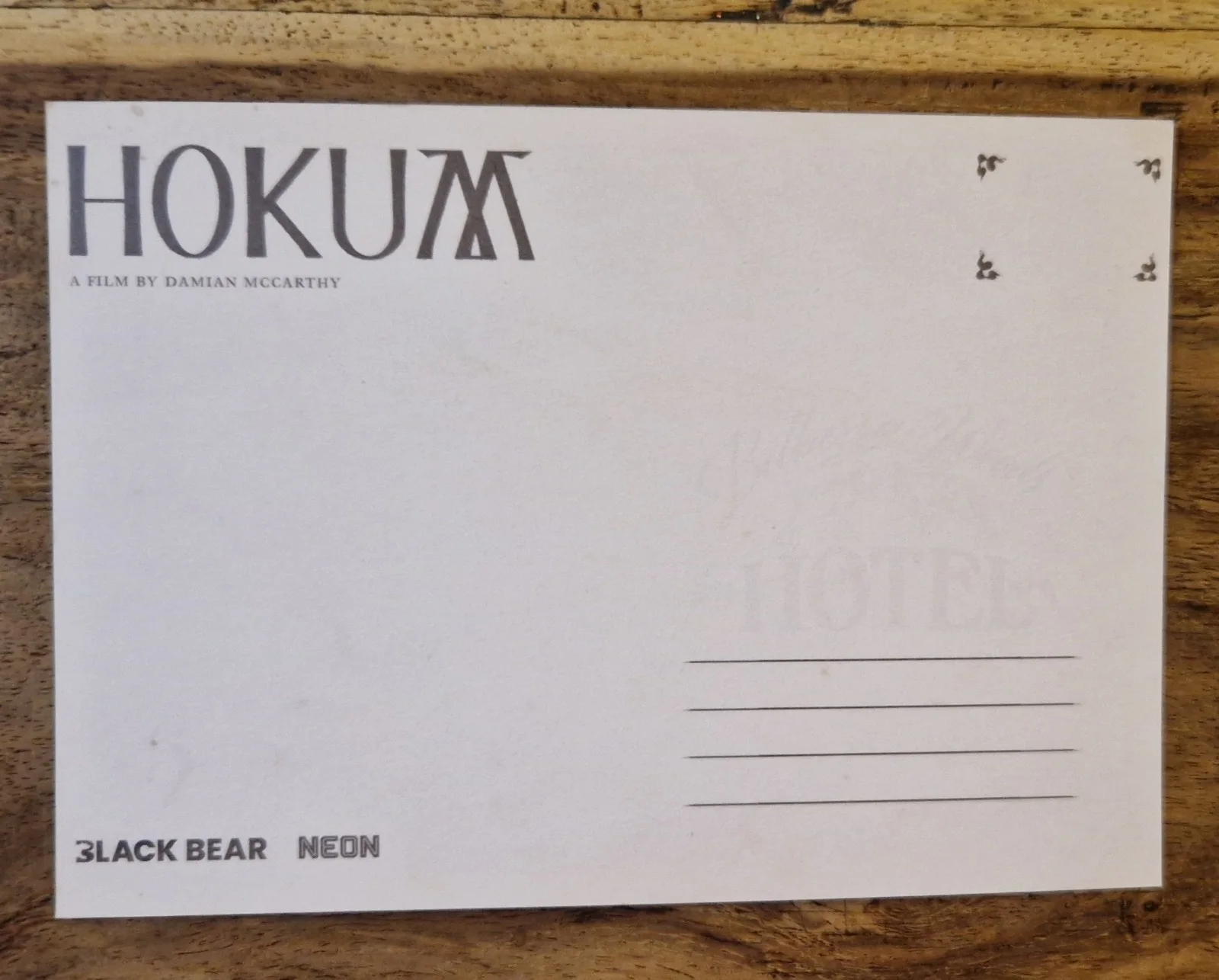 Cineworld Exclusive HOKUM Postcard Double Sided, image 2