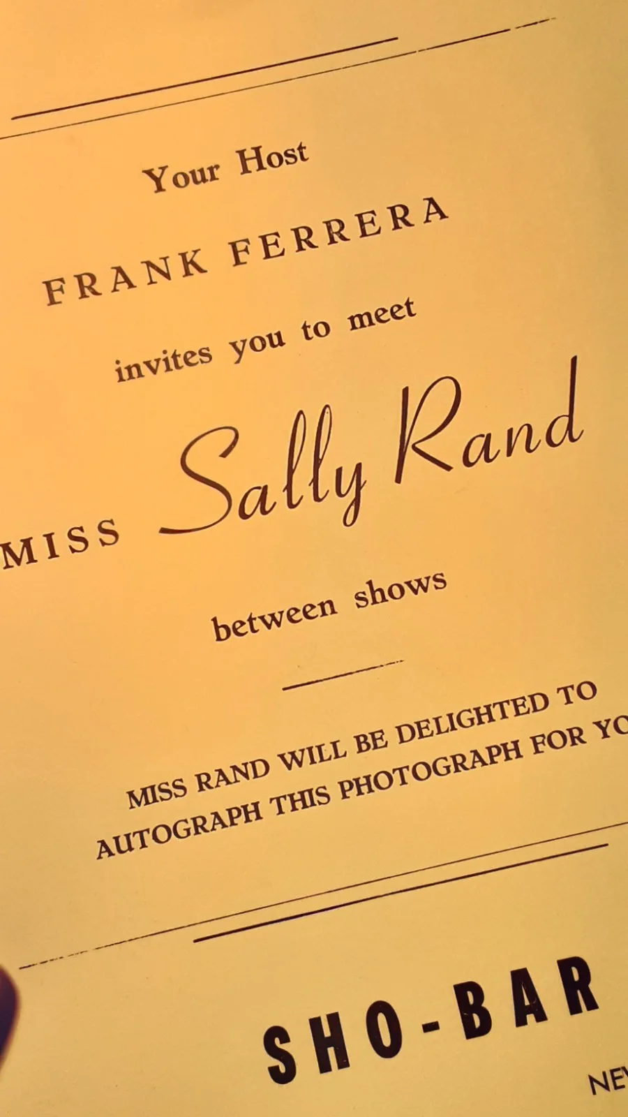 SALLY RAND — Sally Rand Autographed 5x7 Photo Card at Sho Bar New Orleans Night Club Vintage, изображение 4
