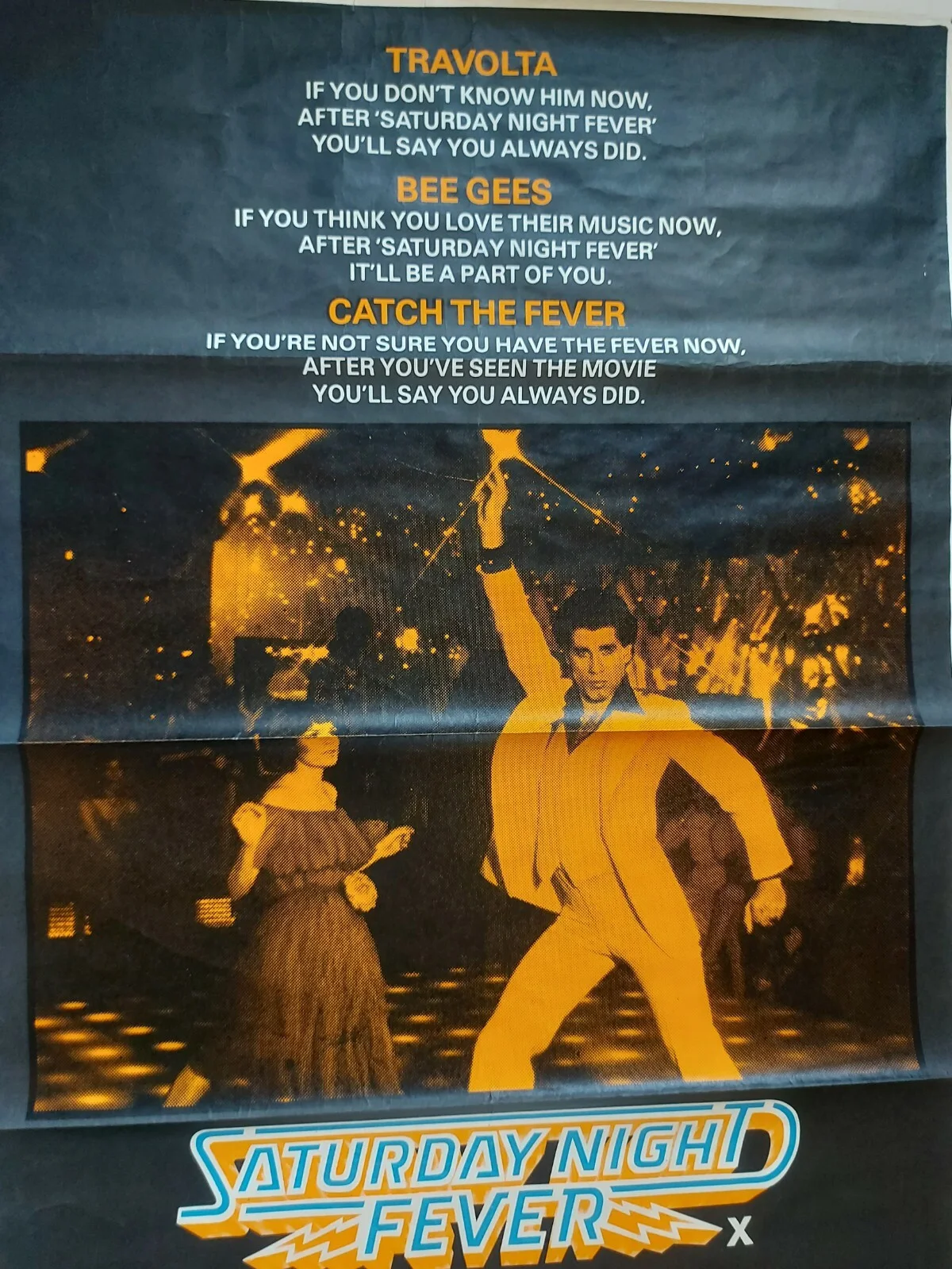 SATURDAY NIGHT FEVER ORIGINAL UK LARGE 40" X 60" CINEMA MOVIE POSTER 1977, изображение 2