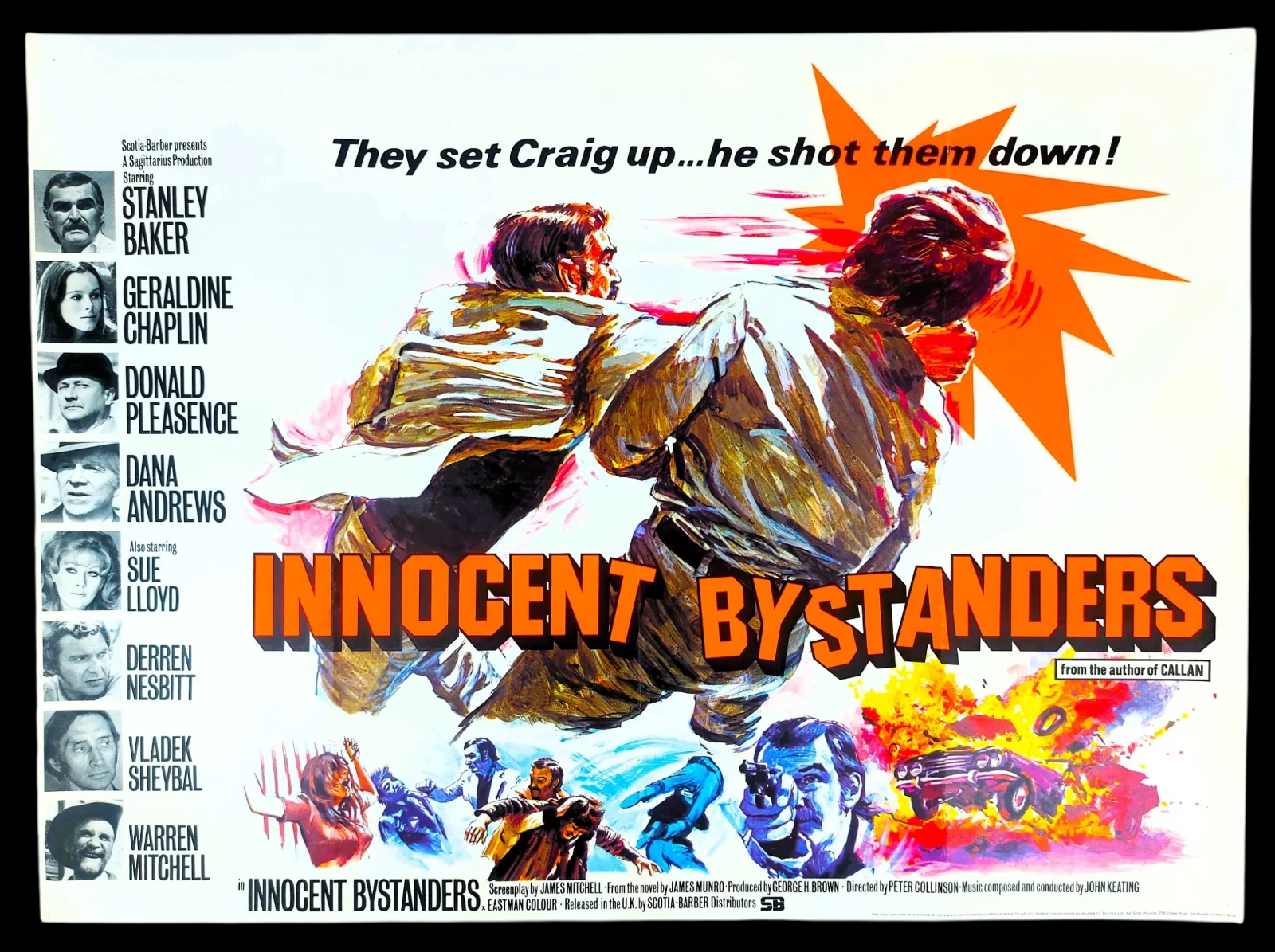 INNOCENT BYSTANDERS ORIGINAL UK QUAD CINEMA MOVIE POSTER 1972, изображение 2
