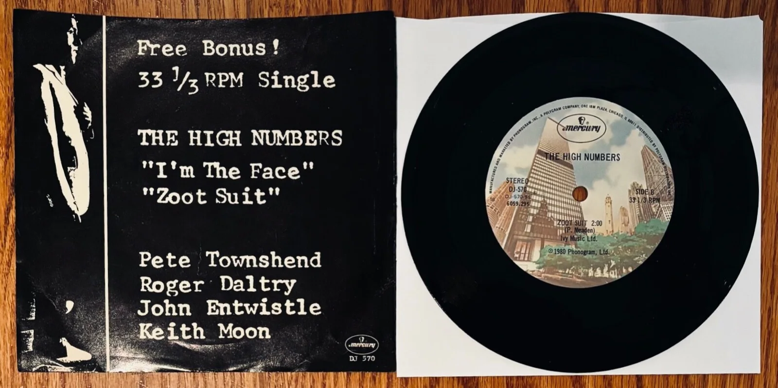 THE WHO~Pete Townshend Signed THE HIGH NUMBERS Promo Sleeve & 45~I'm The Face, изображение 2