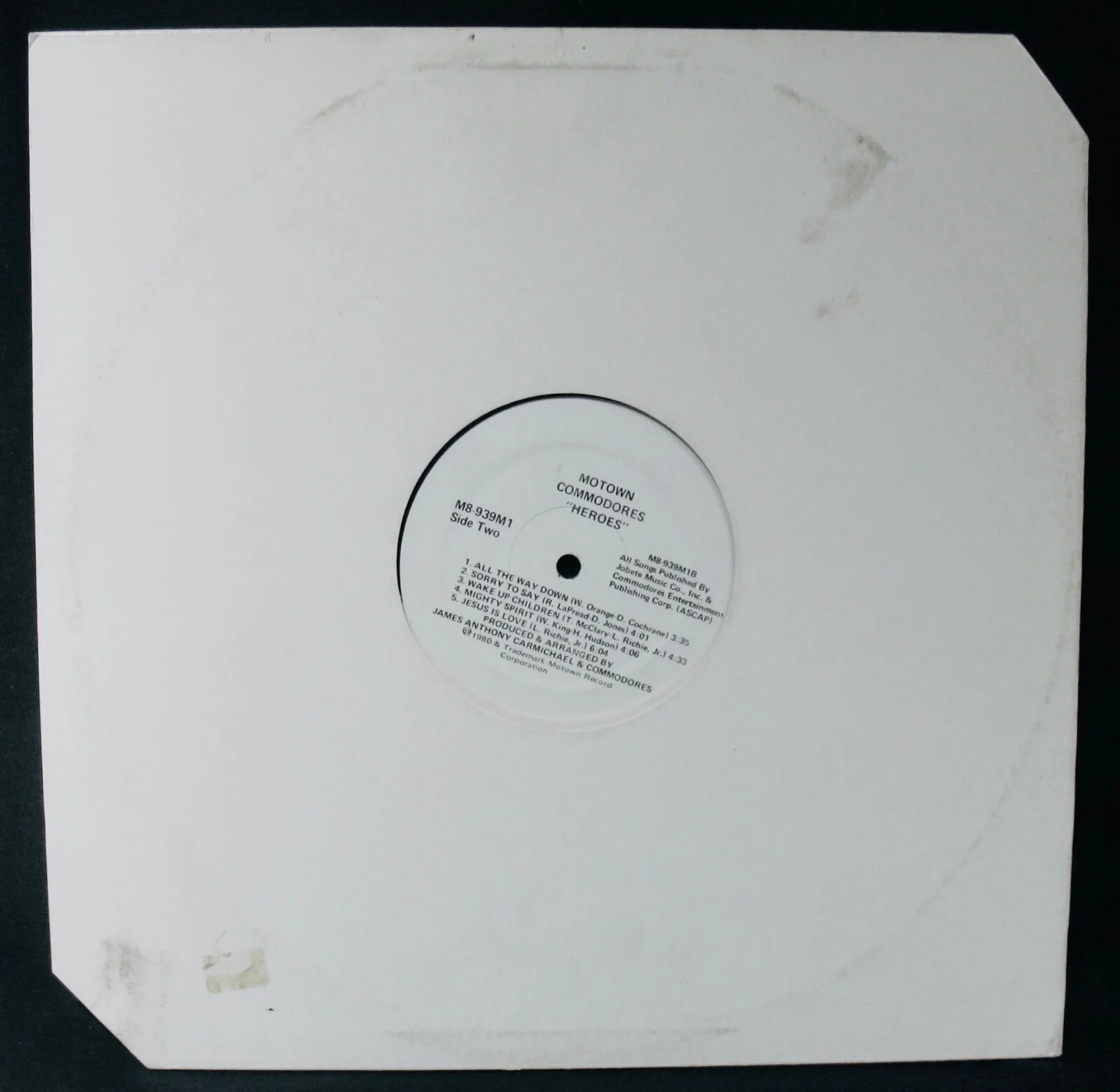 COMMODORES~Lionel Richie Signed "Heroes" Promo Album~MOTOWN #M8-939M1~N Mint, изображение 2