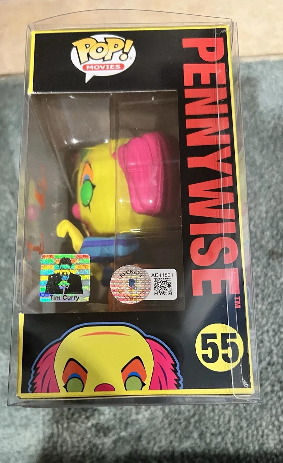 Tim Curry — Tim Curry Autographed Signed Funko Pop Blacklight Pennywise Beckett COA #55, image 2