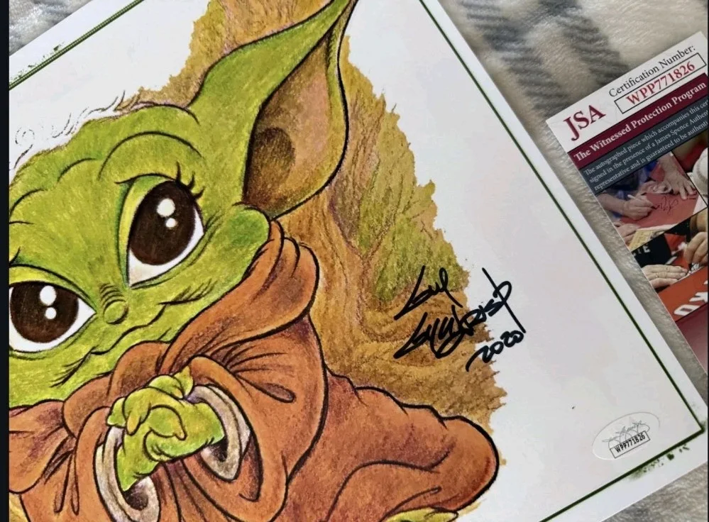 Guy Gilchrist — Guy Gilchrist Signed Grogu Baby Yoda 11x14 Zobie Art Exclusive 8/50 JSA Print, изображение 2