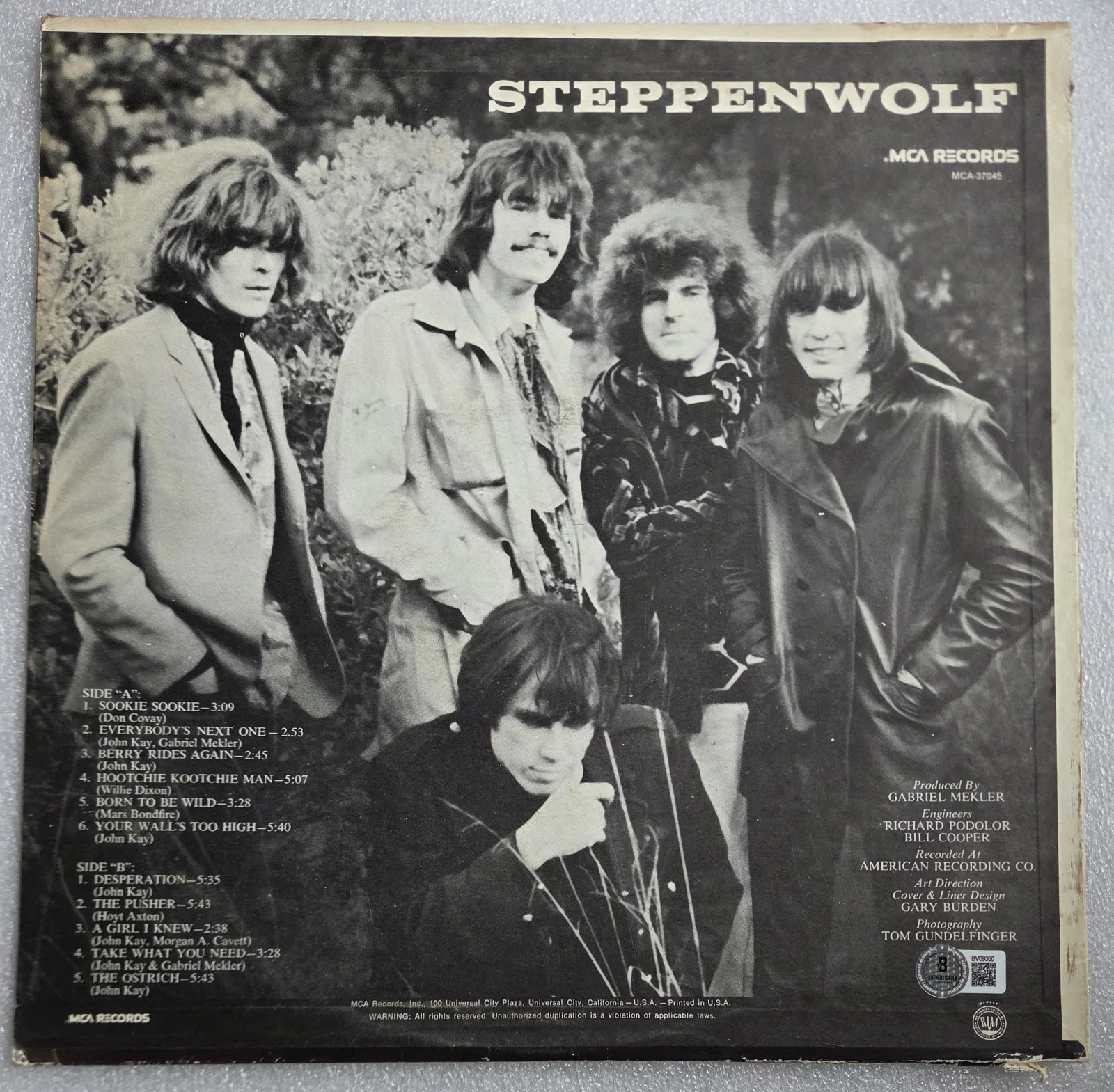 JOHN KAY AUTOGRAPHED RECORD BECKETT BAS COA SIGNED STEPPENWOLF BORN TO BE WILD, изображение 4