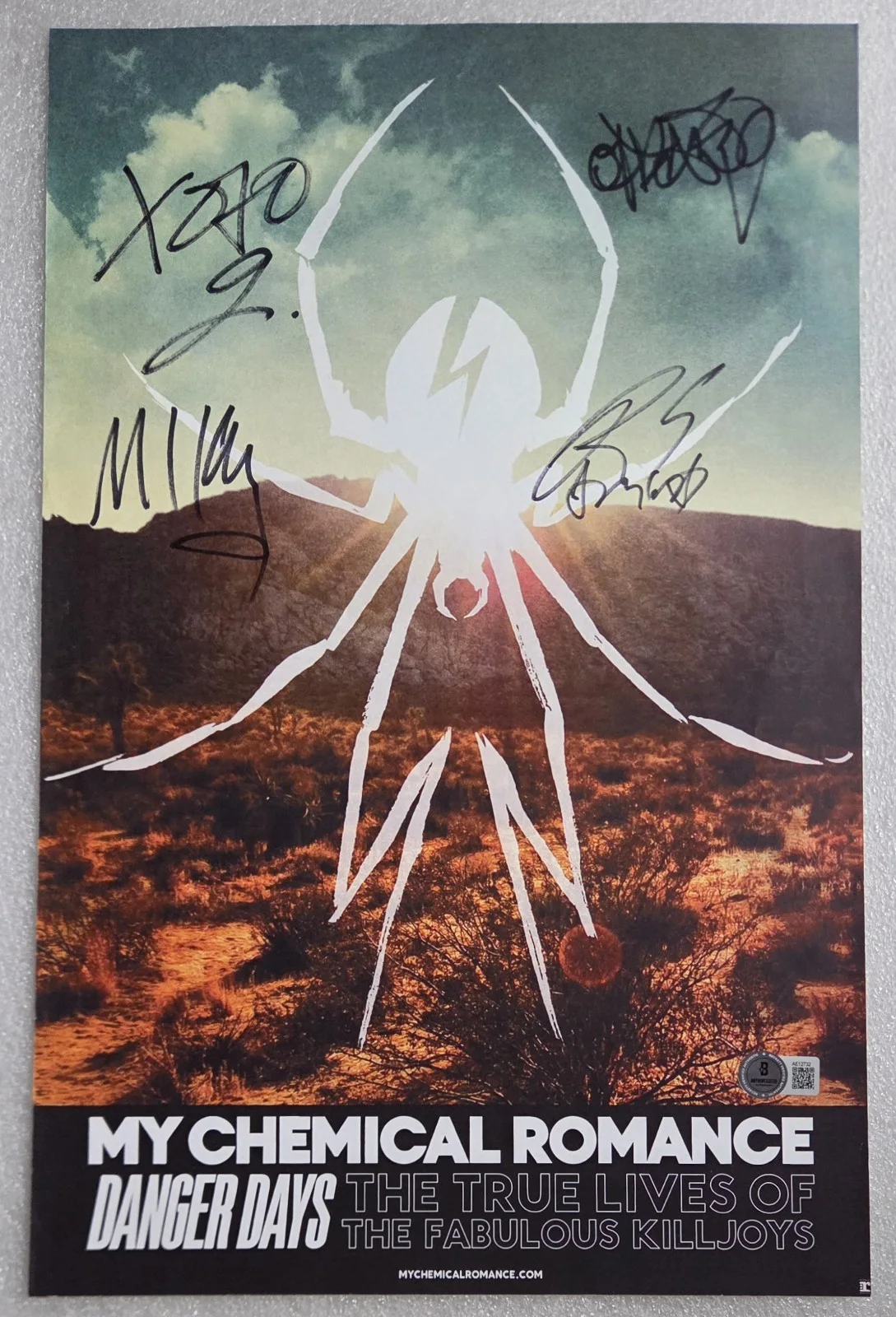 MY CHEMICAL ROMANCE AUTOGRAPHED BECKETT BAS LOA SIGNED POSTER FULL LETTER BAND, изображение 2